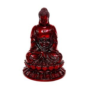 Meditating Buddha Statues Fortune Figurine Gift Shelf Home Decor - Red/Maroon